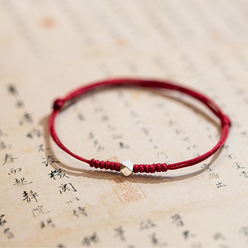 Carmiora 925 Sterling Silber Glücksperlenschutz Rote Schnur Geflochtenes Armband