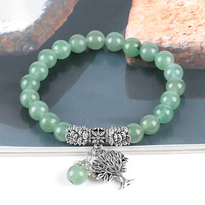 Carmiora Stretch-Armband mit natürlichem Edelstein, Baum des Lebens, Glücksbringer