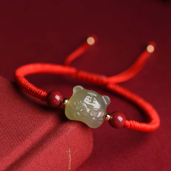 Carmiora Jade Cinnabar Lucky Tiger String Armband