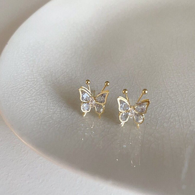 Wunderliche Mini Schmetterling Strass Ohrstecker