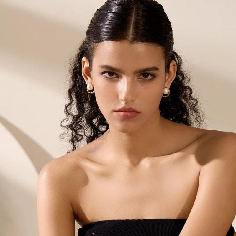 Perlen Runde Hohl Ohrringe