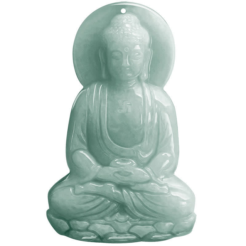 Carmiora Amitabha Buddha Jade Amulett Halskette mit Mitgefühl