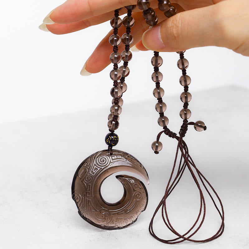 Carmiora natürlicher schwarzer Obsidian-Eis-Obsidian-Stärke-Halsketten-Anhänger