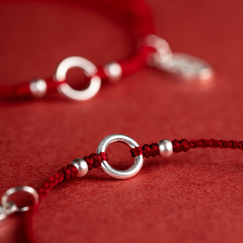 Carmiora Armband aus 925er-Sterlingsilber, Glück, Glück, Frieden, Freude, Lotus, Frieden, Schnalle, rote Schnur
