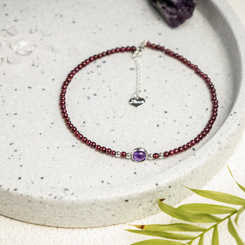 Carmiora-Granat-Amethyst-Reinigungs-Ruhe-Fußkettchen