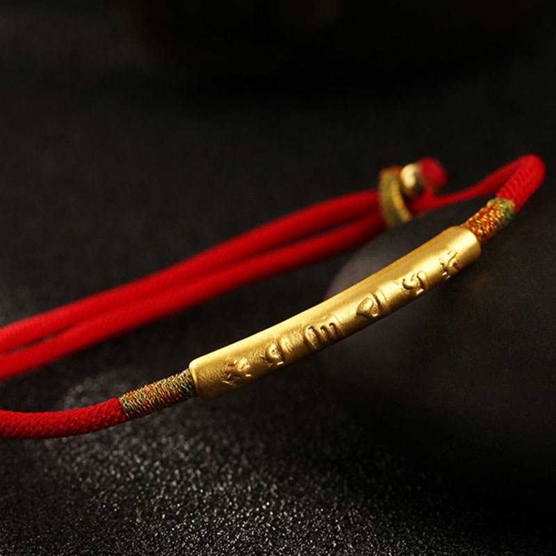 Carmiora tibetisch-buddhistisches handgefertigtes Mani-Mantra-Glücksarmband mit roter Schnur
