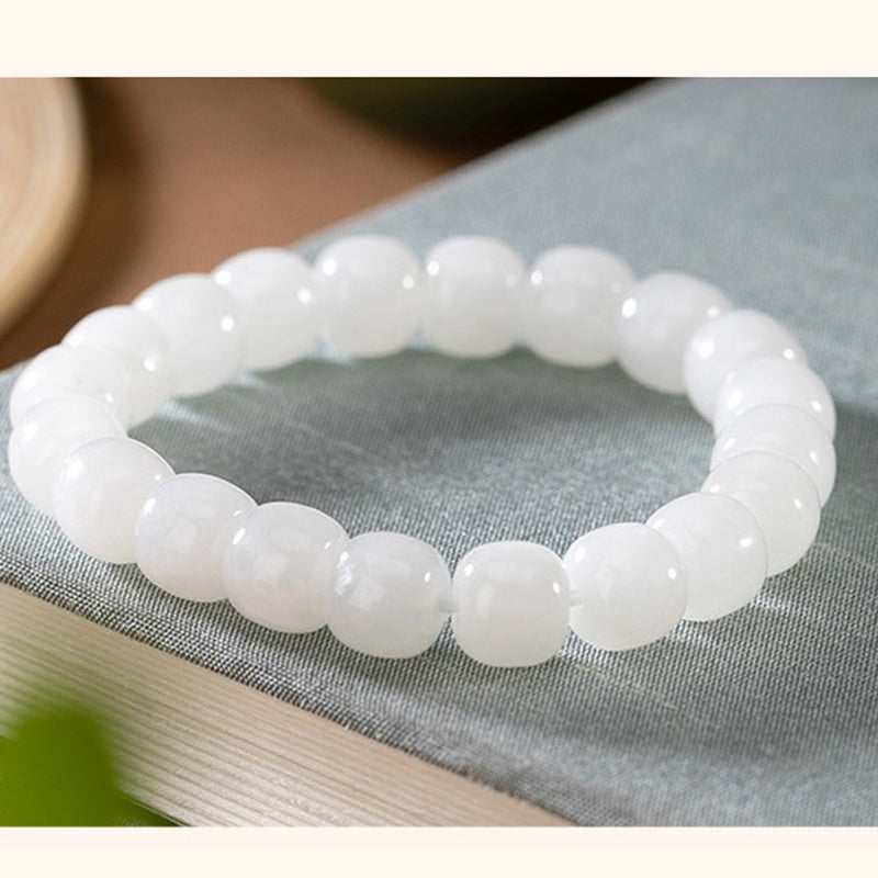 Carmiora Hetian Glückssegen-Armband aus weißer Jade