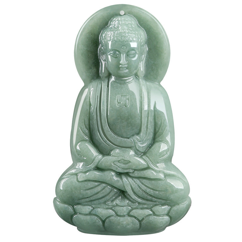 Carmiora Amitabha Buddha Jade Amulett Halskette mit Mitgefühl