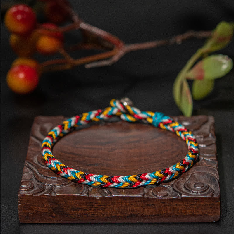 Carmiora Tibet handgefertigtes fünffarbiges Fadenschutz-Geflecht-Schnur-Armband