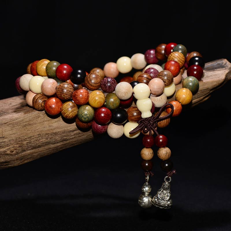 Carmiora 108 Perlen Wenge Holz Mala Segen Meditationsarmband