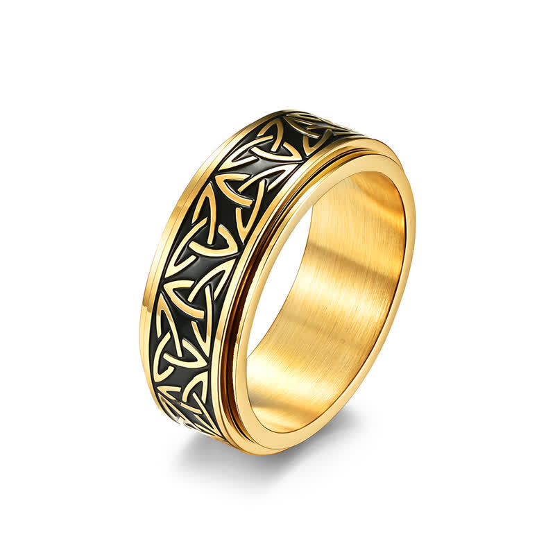 Carmiora Triangle Knot Triquetra Ruhiger drehbarer Ring aus Titanstahl