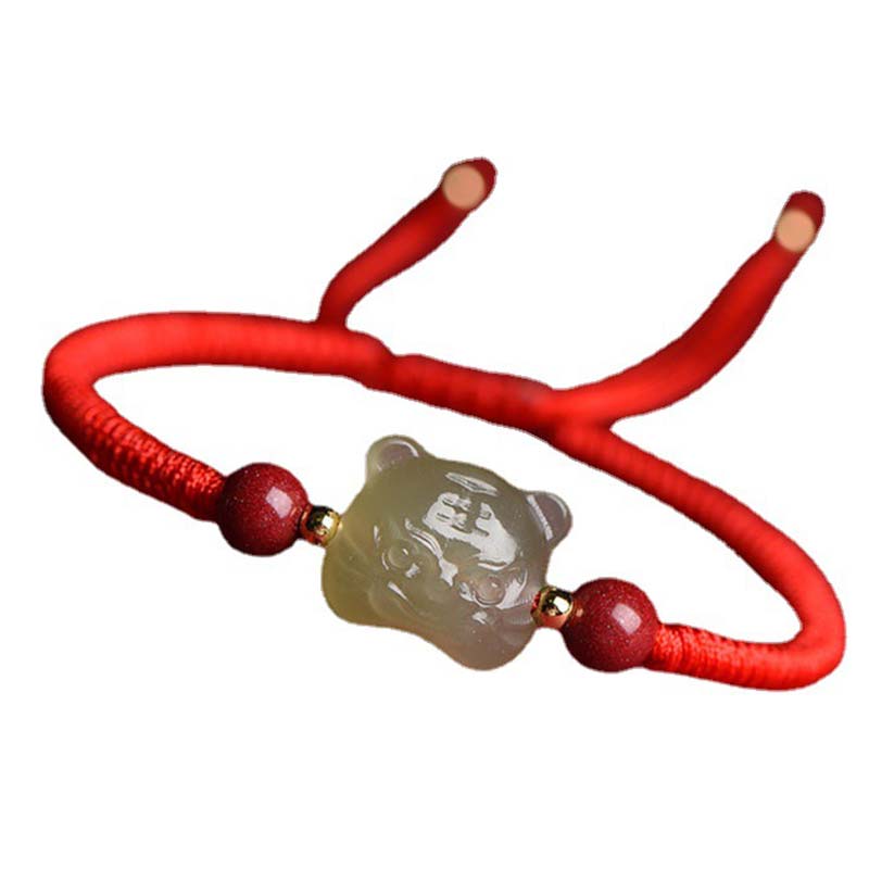 Carmiora Jade Cinnabar Lucky Tiger String Armband