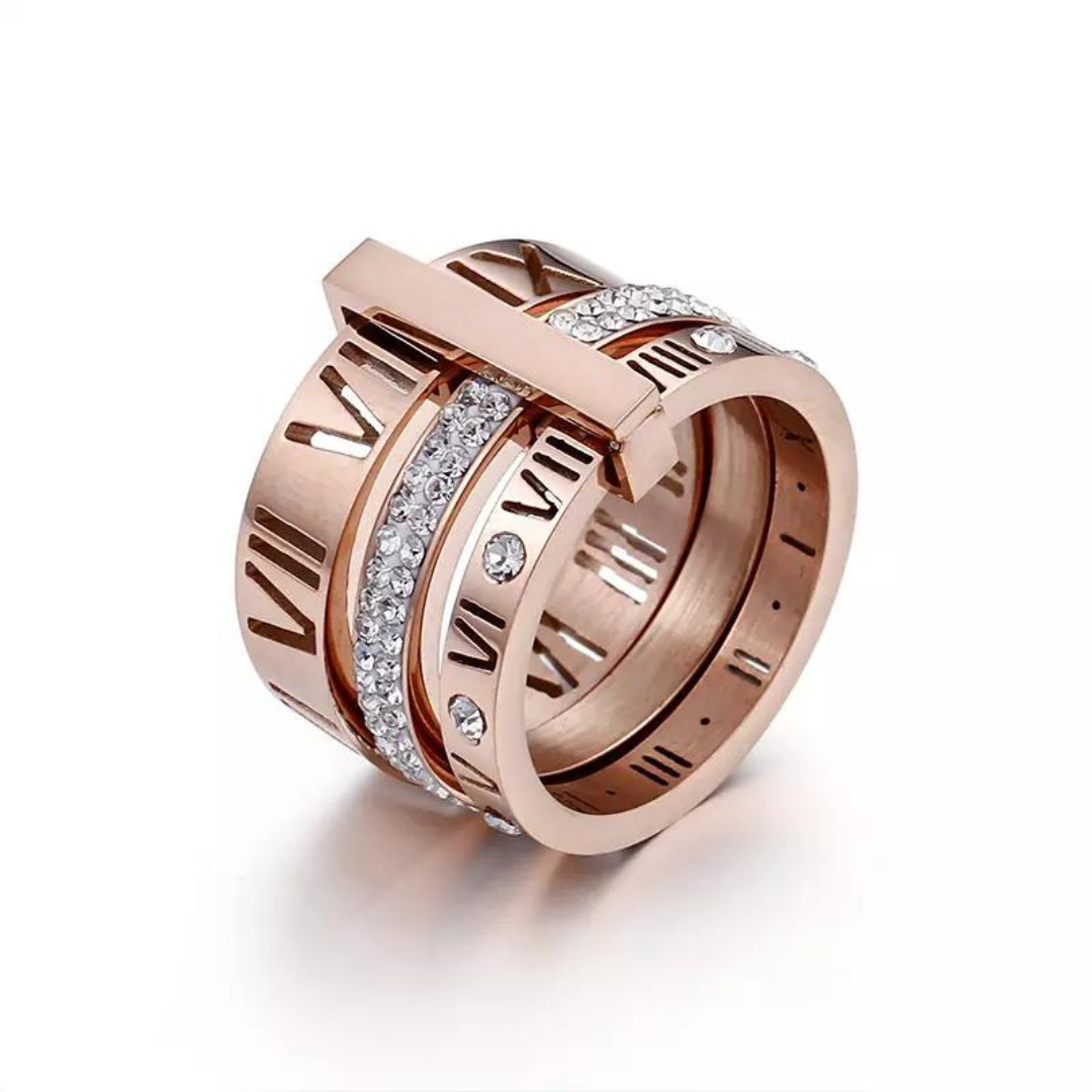 3-fach gestapelter römischer Zirkonia-Drehring