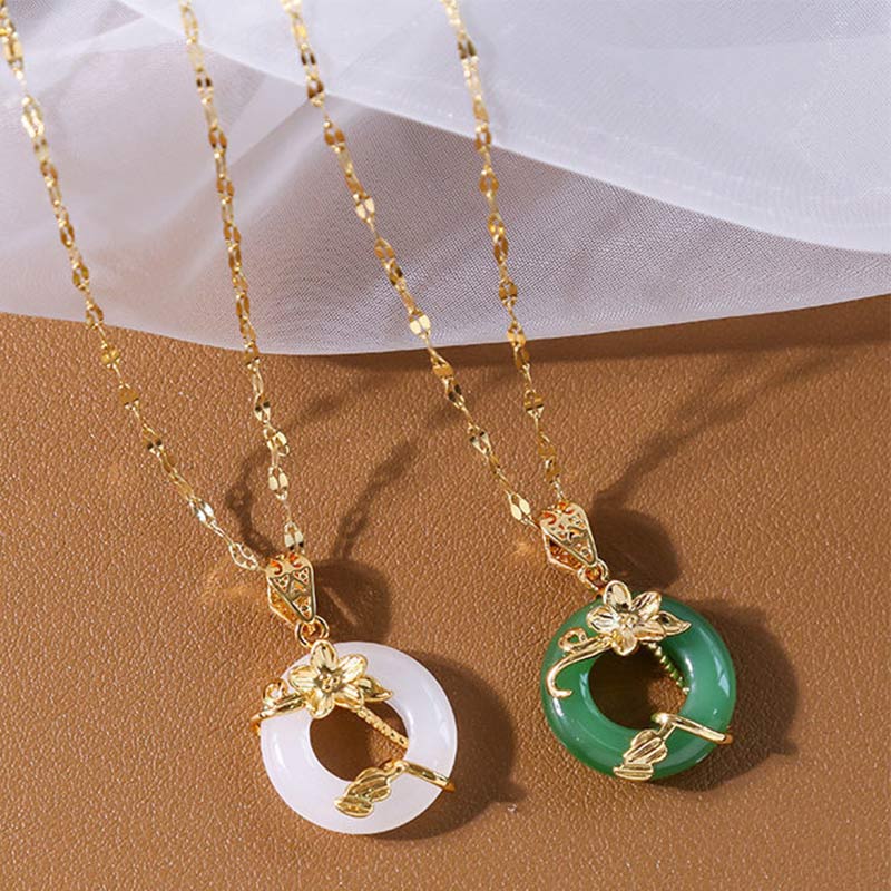 Carmiora Lotus Muster Jade Glück Halskette Kettenanhänger