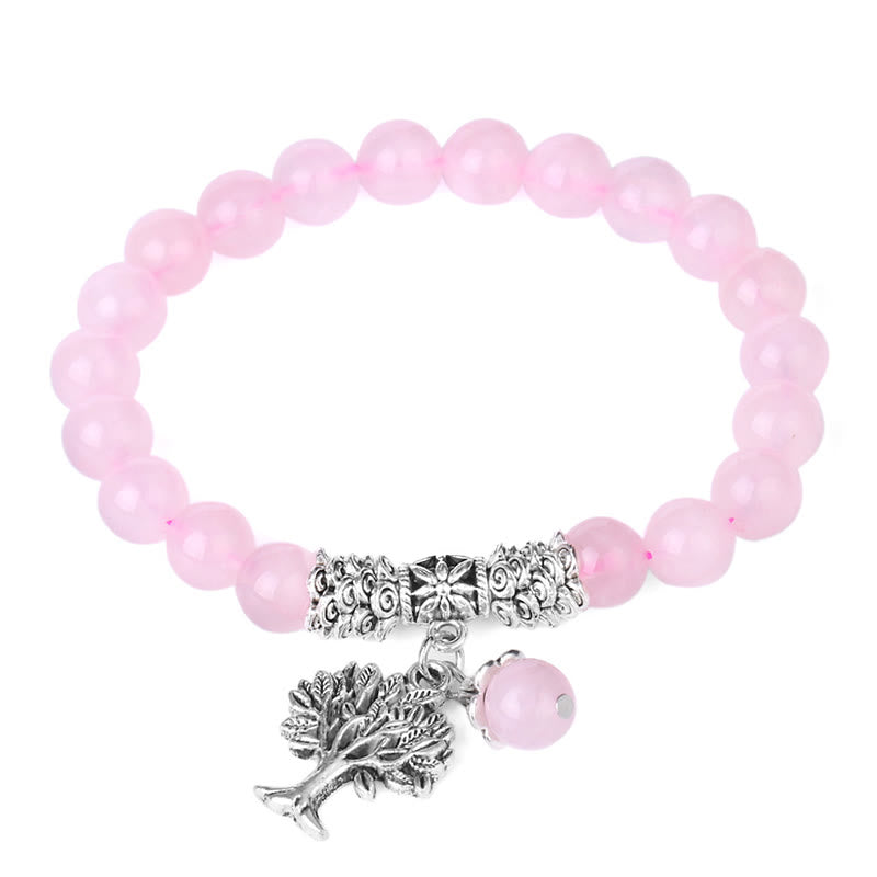 Carmiora Stretch-Armband mit natürlichem Edelstein, Baum des Lebens, Glücksbringer