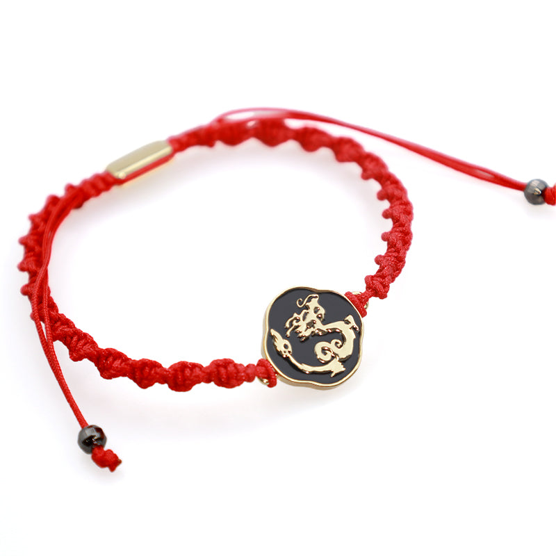 Carmiora tibetisches handgefertigtes Drachenschutz-Armband mit roter Schnur