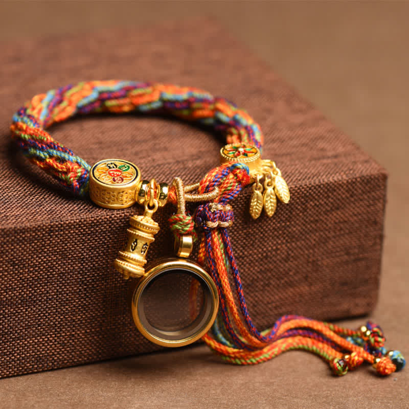 Carmiora tibetisches Om Mani Padme Hum Traumfänger Glück Buntes Reinkarnationsknoten-Schnurarmband