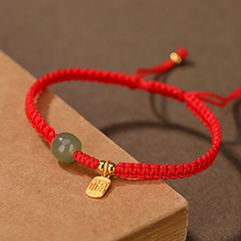 Carmiora 925 Sterling Silber Hetian Jade Segen Reichtum rote Schnur Armband