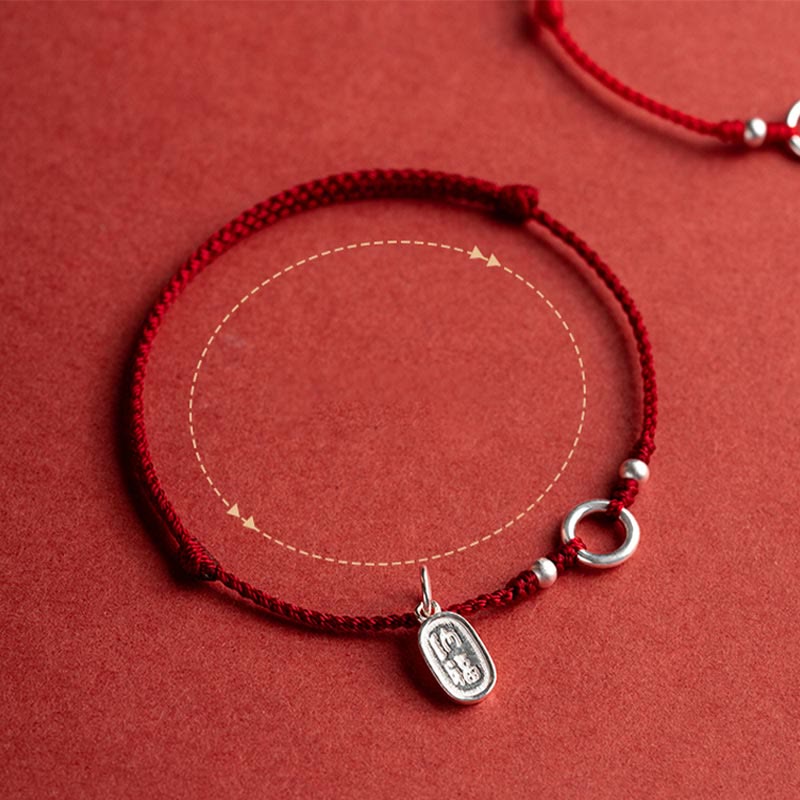 Carmiora Armband aus 925er-Sterlingsilber, Glück, Glück, Frieden, Freude, Lotus, Frieden, Schnalle, rote Schnur