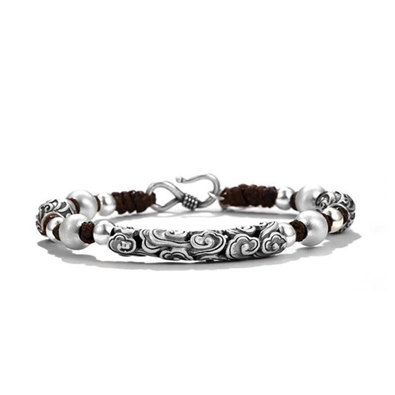 Carmiora Tibet handgefertigtes Kupfer 999 Sterling Silber Glückswolken-Reichtum-Schnur-Armband