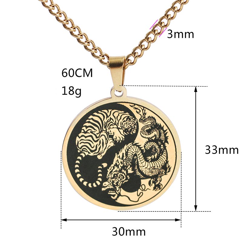 Carmiora Tiger Dragon Titan Stahlkette Halskette Harmonie Anhänger