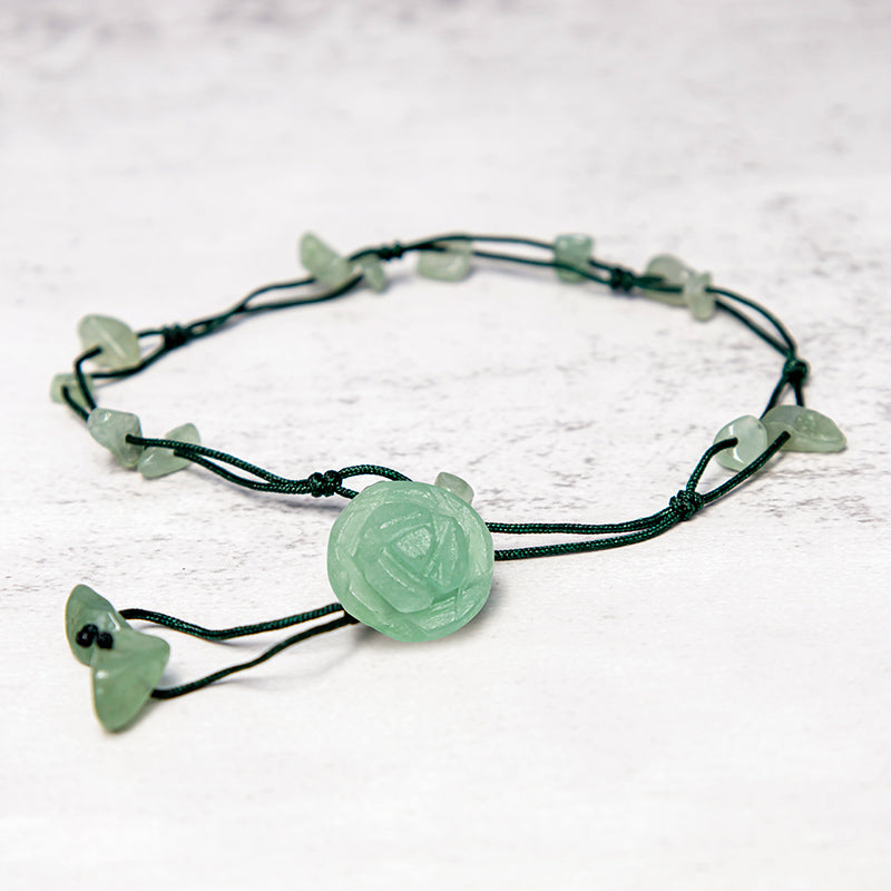 Carmiora Amethyst Pink Crystal Green Aventurine Rose Inner Peace Healing Fußkettchen