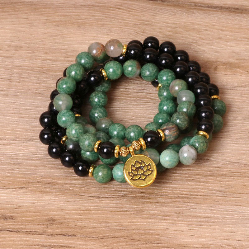 Carmiora Mala-Heilarmband mit 108 Perlen aus natürlichem Achat