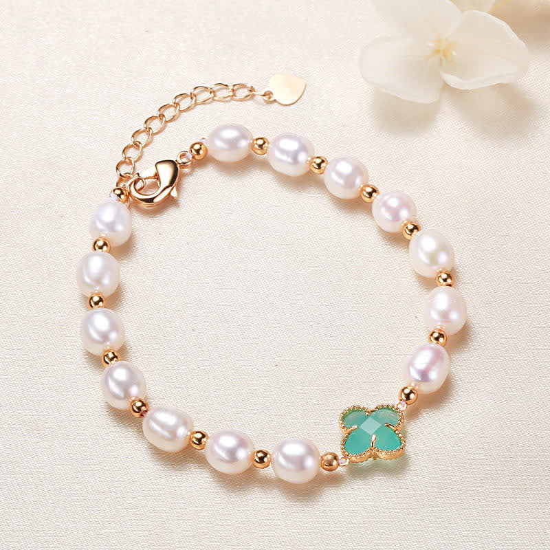 Carmiora Pearl Vierblättriges Kleeblatt-Reichtumskettenarmband