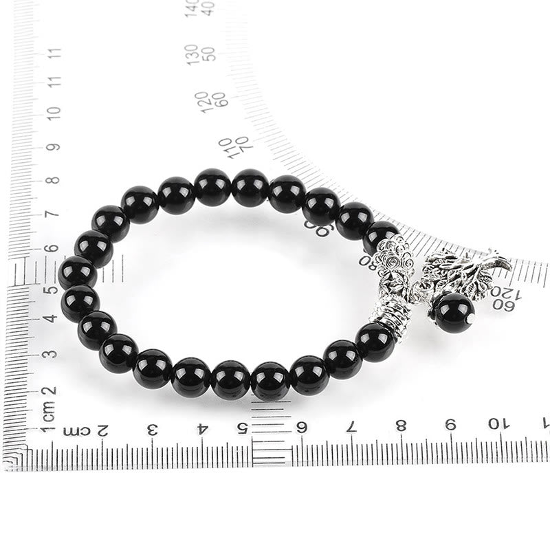 Carmiora Stretch-Armband mit natürlichem Edelstein, Baum des Lebens, Glücksbringer