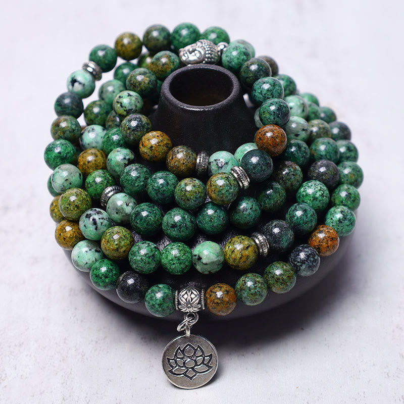 Carmiora Lotus Kristallstein 108 Perlen Mala Armband
