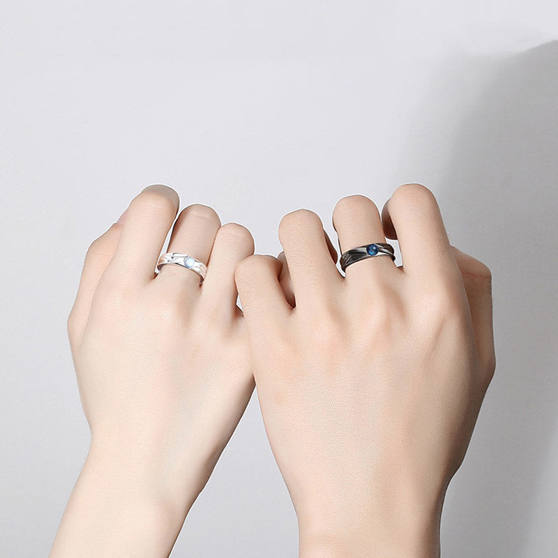 Carmiora Angel Devil Moonstone Charming Love Verstellbarer Paarring