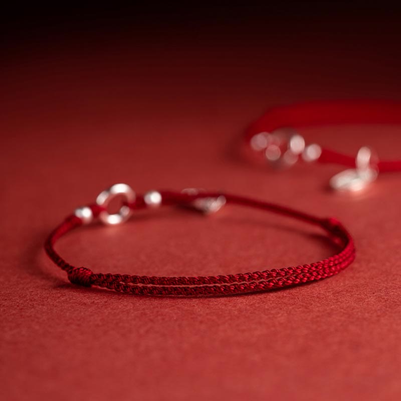 Carmiora Armband aus 925er-Sterlingsilber, Glück, Glück, Frieden, Freude, Lotus, Frieden, Schnalle, rote Schnur