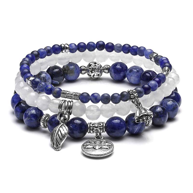 Carmiora 3PCS natürliches Quarzkristall-Perlen-Heilenergie-Lotus-Armband