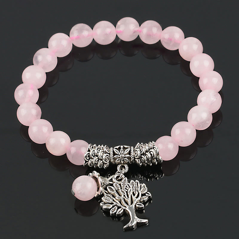 Carmiora Stretch-Armband mit natürlichem Edelstein, Baum des Lebens, Glücksbringer