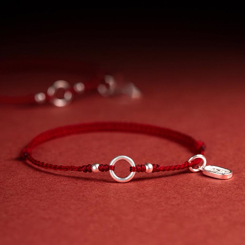 Carmiora Armband aus 925er-Sterlingsilber, Glück, Glück, Frieden, Freude, Lotus, Frieden, Schnalle, rote Schnur