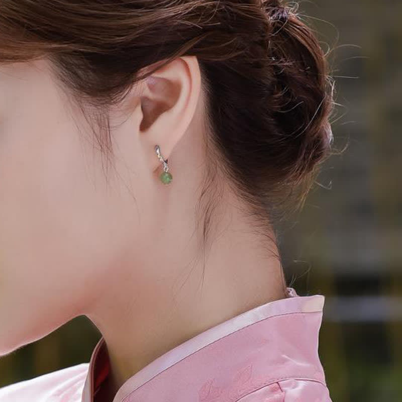 Carmiora Runde Jade Perlen Wohlstand Ohrringe