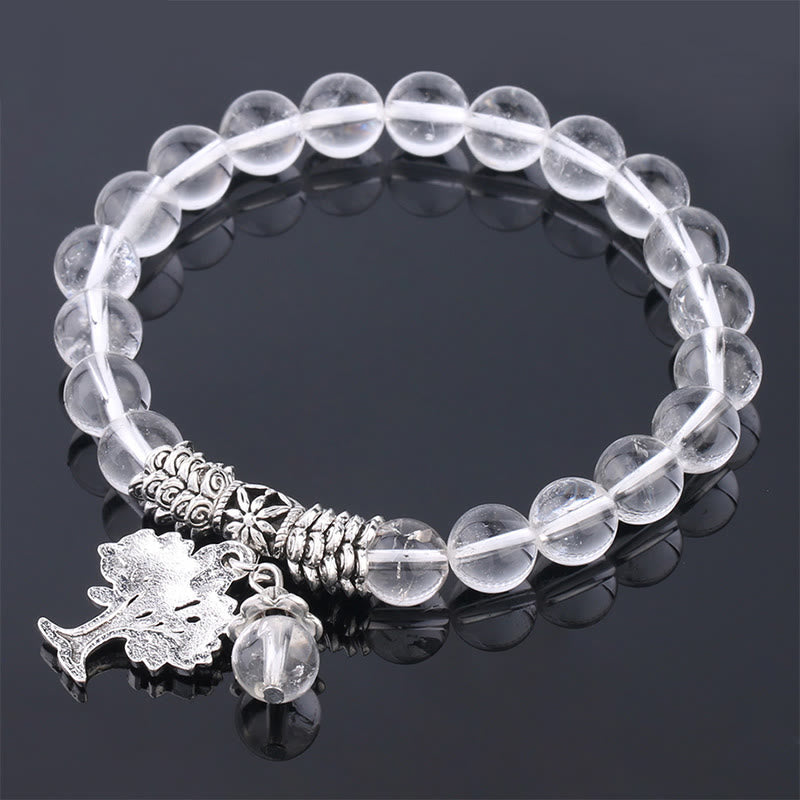 Carmiora Stretch-Armband mit natürlichem Edelstein, Baum des Lebens, Glücksbringer
