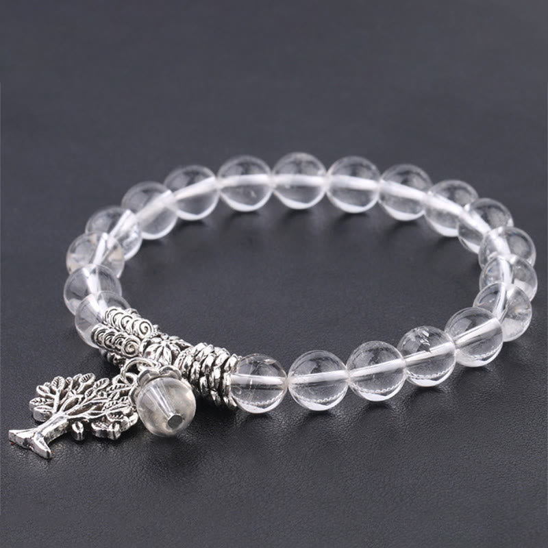 Carmiora Stretch-Armband mit natürlichem Edelstein, Baum des Lebens, Glücksbringer