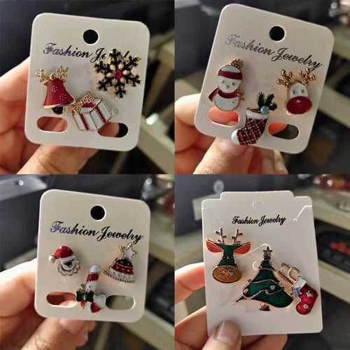 3-teiliges Set mit Emaille-Broschen mit Weihnachtsmotiven