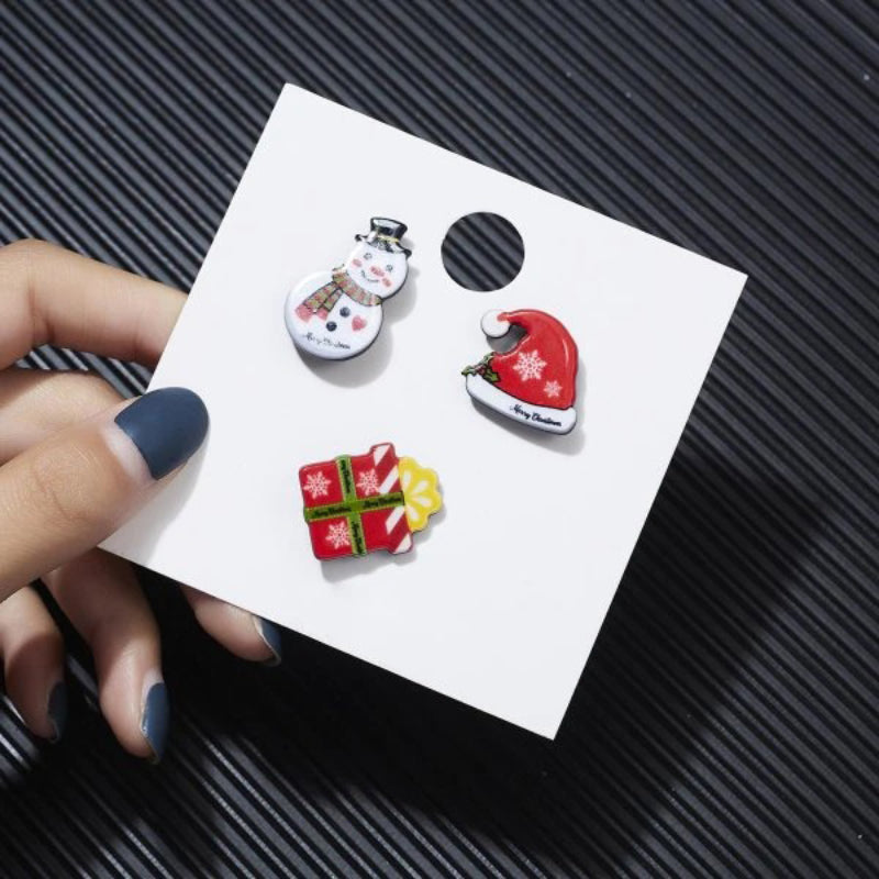 3-teiliges Set mit Emaille-Broschen mit Weihnachtsmotiven