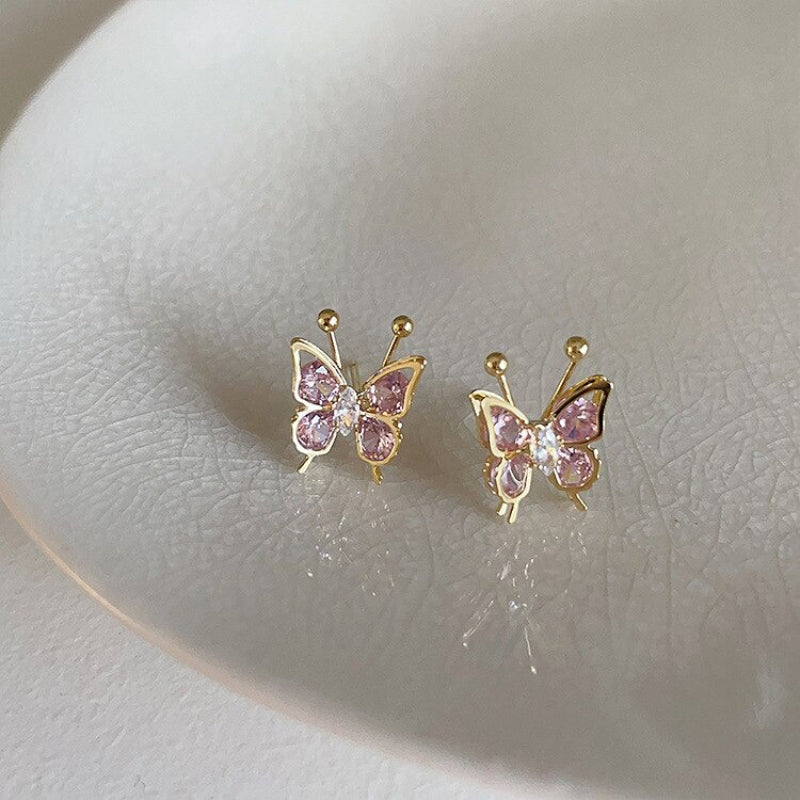 Wunderliche Mini Schmetterling Strass Ohrstecker