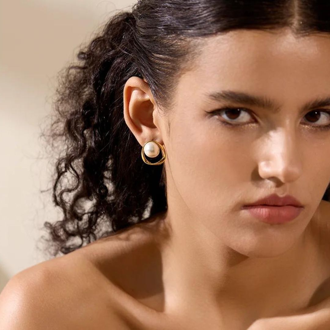 Perlen Runde Hohl Ohrringe