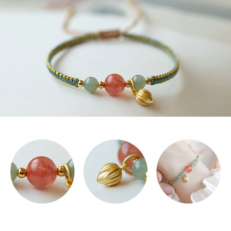 Carmiora rotes Achat-Jade-Lotus-Selbstvertrauen, ruhiges Schnurarmband
