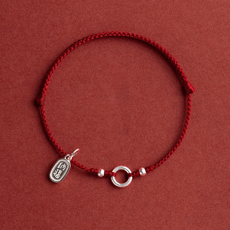 Carmiora Armband aus 925er-Sterlingsilber, Glück, Glück, Frieden, Freude, Lotus, Frieden, Schnalle, rote Schnur