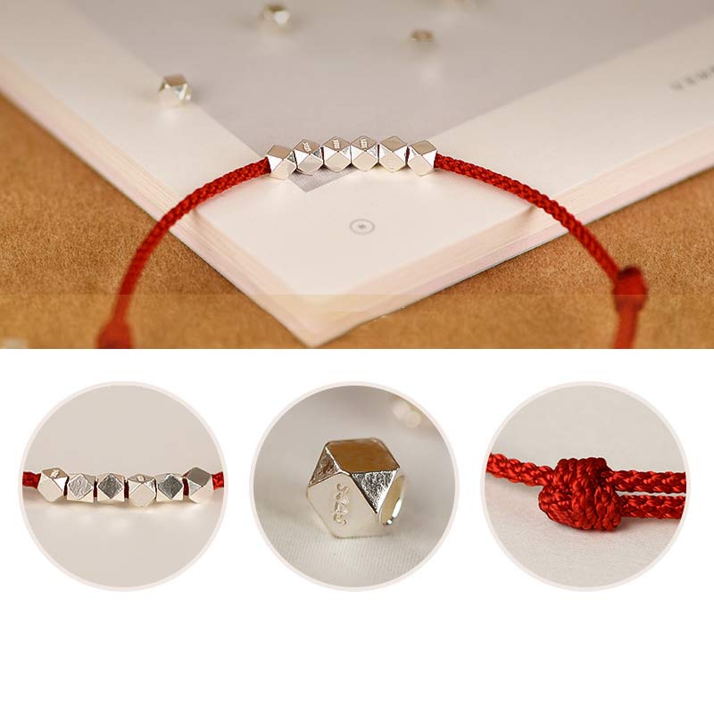 Carmiora Fußkettchen aus 925er-Sterlingsilber, rote Schnur, geflochtenes Armband