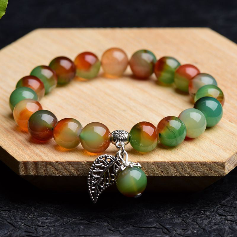 Carmiora tibetisches natürliches grünes Achat-Heilarmband