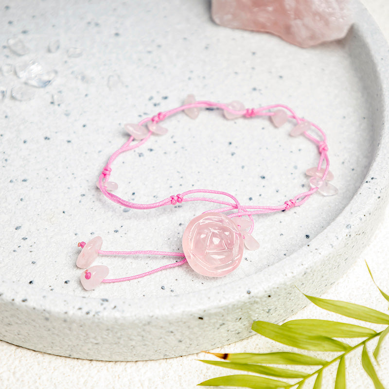 Carmiora Amethyst Pink Crystal Green Aventurine Rose Inner Peace Healing Fußkettchen