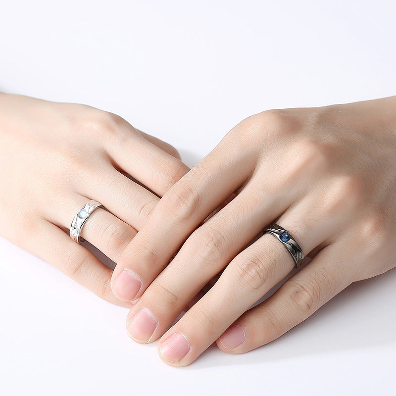 Carmiora Angel Devil Moonstone Charming Love Verstellbarer Paarring