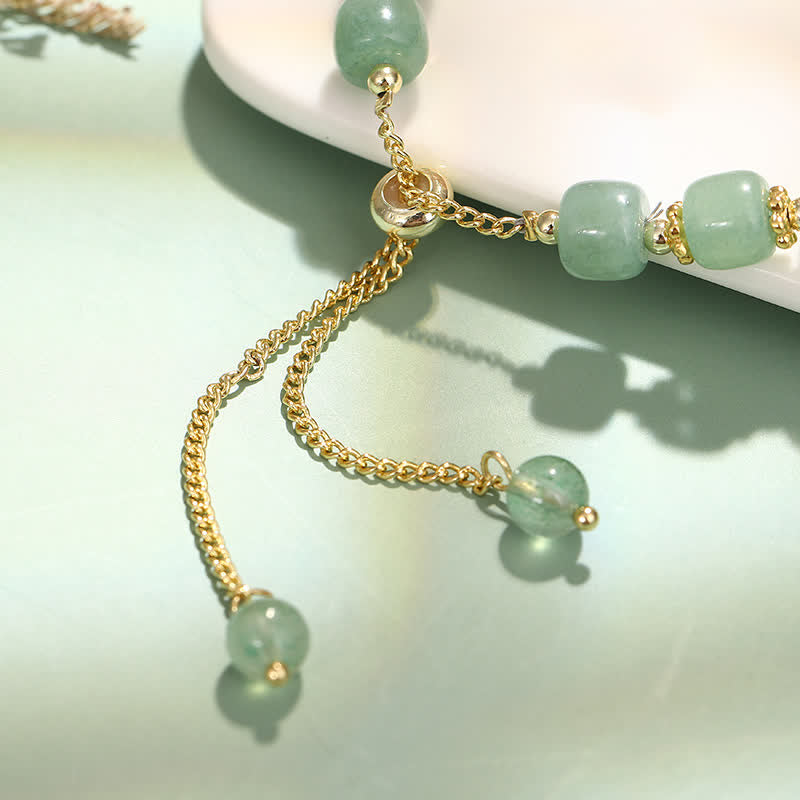 Carmiora Jahr des Kaninchens natürliches grünes Aventurin-Glücksperlenarmband