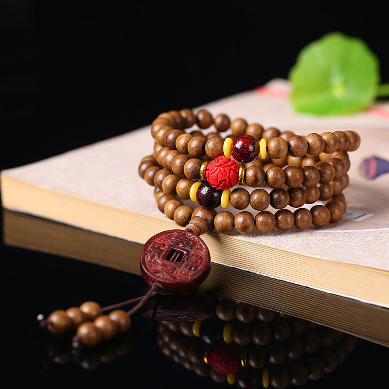 Carmiora 108 Mala Perlen Adlerholz Weiße Jade Lotus Gebet Meditationsarmband